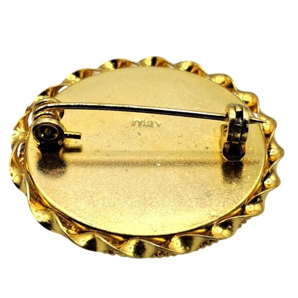 Vintage Italy Mosaic Brooch Floral Multi Colored Tesserae Gold Tone Circle Pin C - Picture 6 of 10